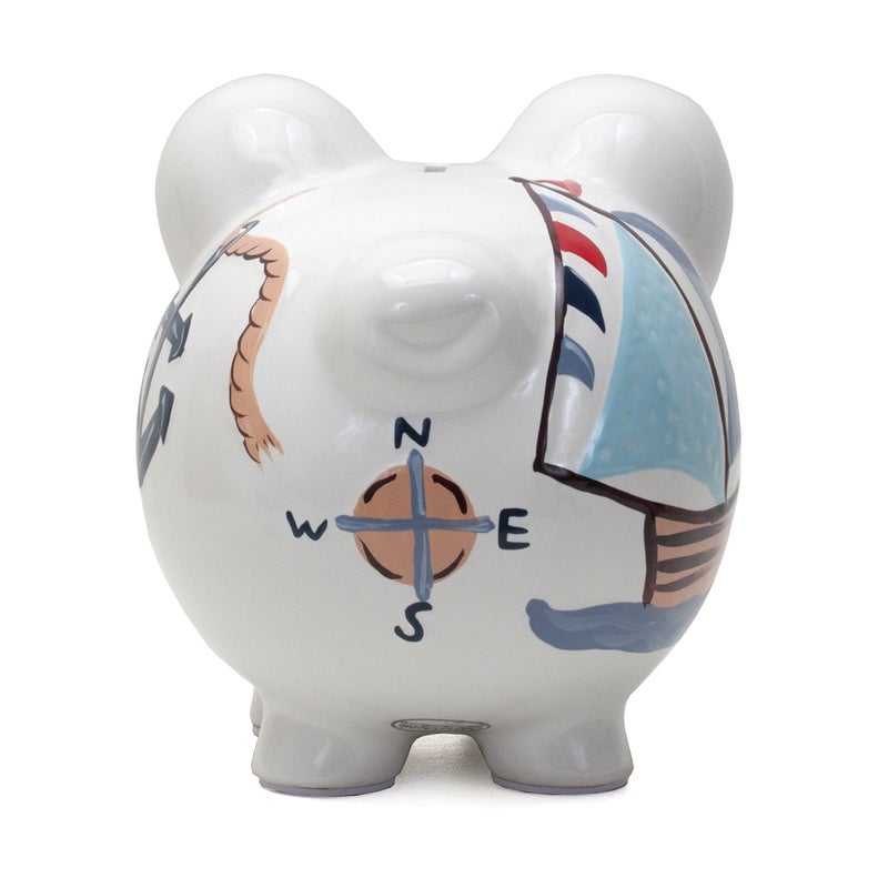 Child to Cherish Ceramic Piggy Bank for Boys (Nautical Design) - Image 2